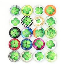 10pcs printed glass snaps chunks--clover MIX 25 types arts design pattern