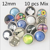 10pcs/lot glass and resin snap buttons MixMix many styles 12mm Snap buttons MIX style for random Snaps Jewelry