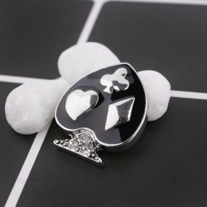 20MM poker snap silver plated with Rhinestone and black Enamel KC5511 black