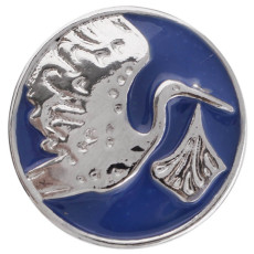 20MM bird snap Silver Plated with Rhinestones and blue Enamel KC6386 snaps jewelry