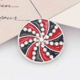20MM snap Silver Plated with  rhinestone and red enamel KC7829 snaps jewelry