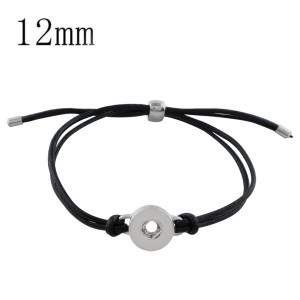 1 button snap black leather adjustable bracelets fit 12mm snaps KS1171-S