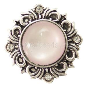 20MM Pattern snap Antique Silver Plated with pink rhinestone KB6491 snaps jewelry