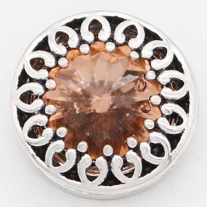 20MM design snap Silver Plated with orange rhinestone KC6744 snaps jewelry