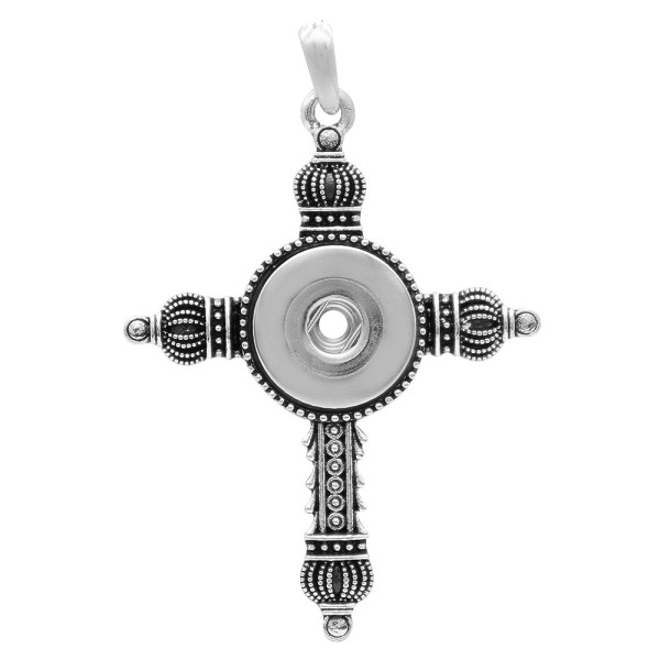 Cross snap sliver Pendant with  fit 20MM snaps style jewelry KC0463