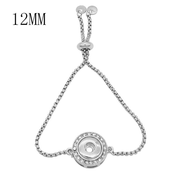 1 buttons snap sliver bracelet with Rhinestone fit 12MM snaps jewelry KS1252-S