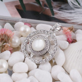 20MM Round snap Silver Plated with clear rhinestone and white Opal KB6058 snaps jewelry