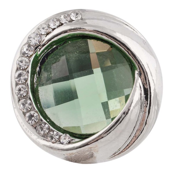20MM design snap silver plated with green Rhinestone KC7455 interchangeable snaps jewelry