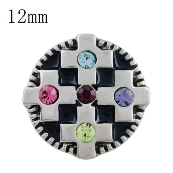 12MM cross snap with colorful Rhinestone and Enamel KS5209-S interchangeable snaps jewelry