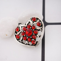 20MM love hollow snap  Antique Silver Plated with red rhinestone  KC9803 snap jewelry