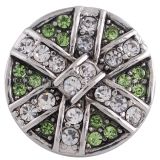 20MM Christmas Gift snap silver Antique plated with green rhinestone KC5253 snaps jewelry