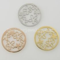 33MM stainless steel coin charms fit  jewelry size small flowers
