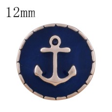 12MM anchor Rose Gold Plated with black enamel KS9692-S snaps jewelry