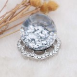 23MM Glossy Spherical opal white Amber snap Silver Plated with Rhinestone KC7975 snaps jewelry