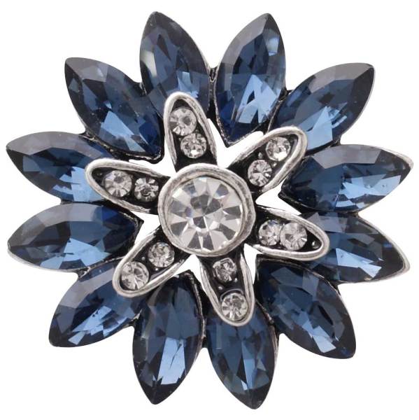 20MM  snap Antique silver Plated with dark blue Rhinestones KC8978 snaps jewelry