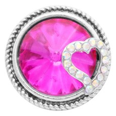 20MM love snap Silver Plated with rose-red rhinestone KC7819 snaps jewelry