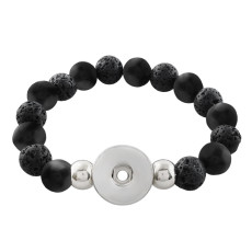 10 mm black lava bead snap bracelet could hold essential oils & perfume Fit 20mm snaps chunks KB4586