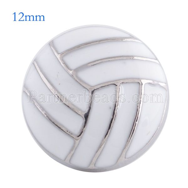 12MM volleyball snap Antique Silver Plated with white enamel KS6085-S snaps jewelry
