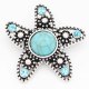 20MM Starfish snap sliver Plated with rhinestones and   cyan Turquoise KC6695 snaps jewelry