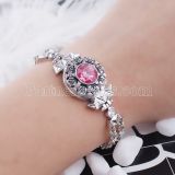 20MM design snap silver plated with pink Rhinestone KC5425 snaps jewelry