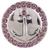 20MM anchor snap silver plated with pink Rhinestone KC5520 snaps jewelry