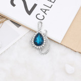 20MM design snap Silver Plated with cyan rhinestone KC9917 snaps jewelry