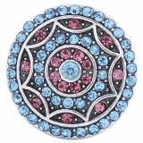 20MM Round snap Antique Silver Plated with blue rhinestone KC6024 snaps jewelry