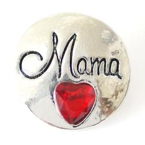 20MM love MOM Mama snap Antique Silver Plated with red  rhinestone KB8227 snaps jewelry