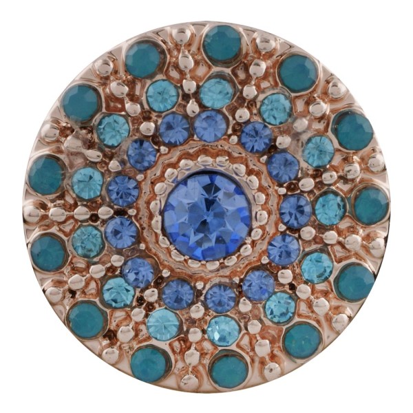 20MM round Rose-Gold Plated with blue rhinestone KC7600 snaps jewelry