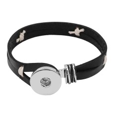 1 buttons snap sliver Leather bracelet fit 20MM snaps jewelry KC0846