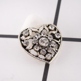 20MM love hollow snap  Antique Silver Plated with white rhinestone  KC9801 snap jewelry