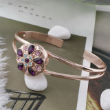 20MM design Rose-Gold Plated with purple rhinestone KC5642 snaps jewelry