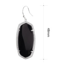 Kendra Scott style  Elle Drop Earrings Black Agate Gemstone with silver plating Elle size