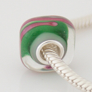 partner S925 Square murano lampwork glass beads