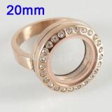 Stainless Steel RING  Mix 6-10# size  with Dia 20mm floating charm locket gold color