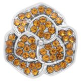 20MM flower snap Silver Plated with Orange rhinestone KC7848 snaps jewelry