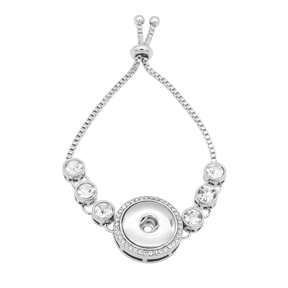 1 buttons snap sliver adjustable bracelet Diamond inlay fit snaps