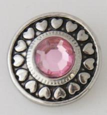 20MM Round snap Antique Silver Plated with pink rhinestones KB7744 snaps jewelry