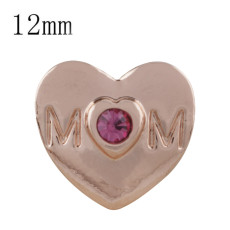 12MM mother Rose Gold Plated with pink rhinestone KS5232-S snaps jewelry