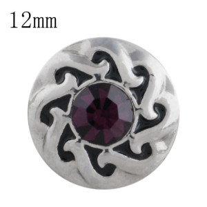 12MM design snap with Dark purple Rhinestone KS5195-S interchangeable snaps jewelry