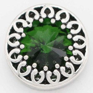 20MM design snap Silver Plated with Green rhinestone KC6741 snaps jewelry
