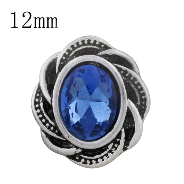 12MM design snap sliver plated with blue Rhinestone KS6293-S snaps jewelry