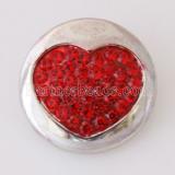 20MM valentine Love snap Antique Silver Plated with red rhinestone KB5064 snaps jewelry