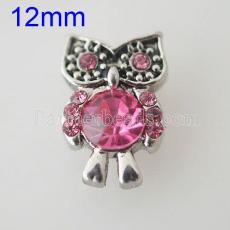 12MM Owl snap Antique Silver Plated with rhinestones KB1533-S snaps jewelry