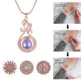 snap Rose Gold Pendant with rhinestone fit 20MM snaps style jewelry KC0385