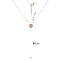 Pendant of rhinestone Rose Gold  Necklace with 47CM chain KS1149-S fit 12mm snaps jewelry