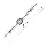 18CM 1 buttons snaps sliver bracelet with rhinestone fit 18&20MM snaps chunks