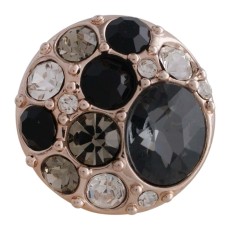 20MM round snap Rose Gold Plated with black Rhinestone KC5636 snaps jewelry