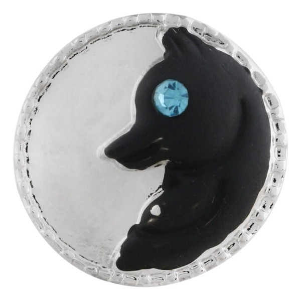 20MM dog snap Silver Plated with blue Rhinestone and black Enamel KC6444 snaps jewelry