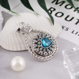 20MM Loveheart snap Antique Silver Plated with light blue rhinestone KB5307 snaps jewelry